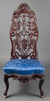 John Henry Belter created the carved and pierced rosewood slipper chair around 1855. He was a technological innovator who held several patents. ⁄ouglas J. Eng photo 