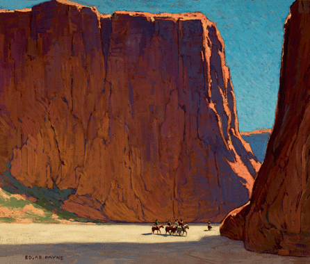 Edgar Payne, "Sunset, Canyon de Chelly,†1916,  oil on canvas, 28 by 34 inches. Mark C. Pigott Collection