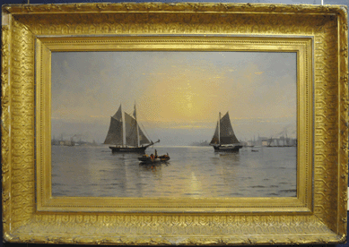 The Edward Moran luminist sunset scene titled "New York Harbor†realized $75,000.