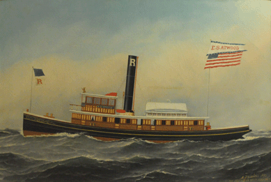 "The tug boat was arguably one of the best things he ever did,†stated Shannon in reference to the Antonio Jacobsen painting of the stately E.S. Atwood. Two telephone bidders pushed the price to $28,800.