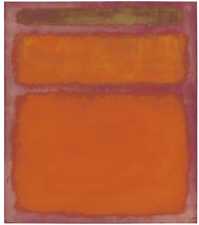 Mark Rothko (1903‱970), "Orange, Red, Yellow,†1961, oil on canvas, 93 by 81¼ inches, realized $86,882,500 (world auction record for the artist at auction).