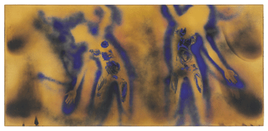 Yves Klein (1928‱962), "FC1 (Fire Color 1),†1962, dry pigments and synthetic resin on panel with artist's frame, 55½ by 117¾ by 1 inches, fetched $36,482,500 (world auction record for the artist at auction).
