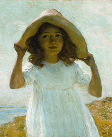 Willard Leroy Metcalf (1858‱925), "Child in Sunlight,†1915, oil on canvas, 25 1/8 by 21 inches. Florence Griswold Museum, gift of Henriette Metcalf.