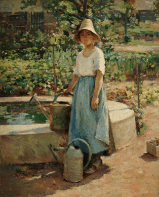 Theodore Robinson (1852‱896), "Josephine in the Garden,†circa 1890, 32¼ by 26 1/8 inches. Arkell Museum Collection, gift of Bartlett Arkell, 1946.