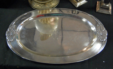 The hand hammered silver tray by Julius O. Randahl went for $1,495.