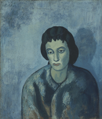 A star of Picasso's Blue Period, when he was penniless and struggling as an artist, "Woman with Bangs,†1902, was purchased by Etta in the late 1920s, when the artist had become wildly successful. Likely acquired just after Claribel's death, the painting's depiction of the blue woman's downcast eyes, doleful expression and dejected posture reflect Etta's somber mood.