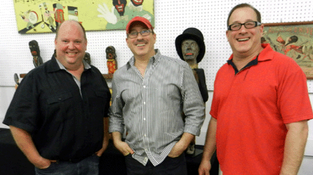 The power behind RSL Auction Co., from left, Ray Haradin, Steven Weiss and Leon Weiss, during the cocktail and dinner reception they hosted on Thursday night at Rick Opfer's auction gallery.