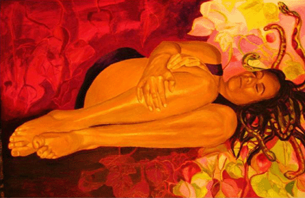 Maricruz Huerta, "Medusa Durmiente,†oil on canvas, 24 by 36 inches. 