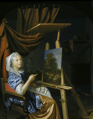 Maria Schalcken (circa 1647/50‱684/1709), "The Artist at Work in Her Studio,†circa 1680, oil on panel. The Rose-Marie and Eijk van Otterloo Collection.