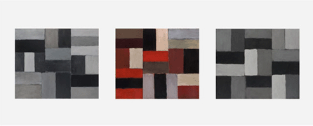 Sean Scully (American, b Ireland 1945), "Iona,†2004‰6, oil on linen, 110 by 132 inches by three panels. ©Artists Rights Society (ARS), New York / IVARO, Ireland. Philadelphia Museum of Art, gift of Alan and Ellen Meckler, 2010.
