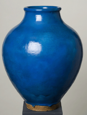 Leon Volkmer, ceramic vase, 1915, 17 inches tall with a 15¼-inch diameter; gift of Mr and Mrs Robert Hack, Bruce Museum Collection.