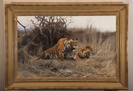 Friedrich Wilhelm Kuhnert's "Roused, A Tiger and Tigress†far exceeded its estimate of $150/250,000, reaching $333,500 at Copley's auction.