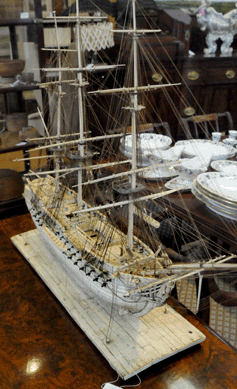 The French prisoner-of-war carved bone ship model, circa 1800, was one of the stars of the auction selling at $52,200.