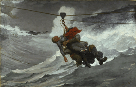 Winslow Homer (American, 1836‱910), "The Life Line,†1884, oil on canvas, 28 5/8 by 44¾ inches. Philadelphia Museum of Art, the George W. Elkins Collection, 1924.