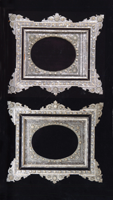 This important pair of abalone mirrors by Bishara Zughbi & Sons, late Nineteenth or early Twentieth Century, given to Polly Bergen as a gift while she served as goodwill ambassador to Israel. The overall condition is very good with good color and patina, and the pair sold for $34,500. 