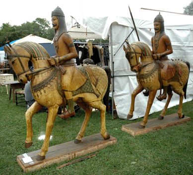 The Indian horsemen from the Nineteenth Century stood guard at Rafael Osona Auctions, Nantucket, Mass. ⁂rimfield Acres North