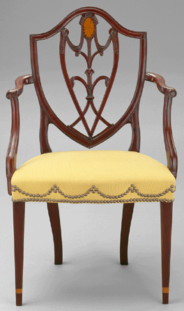 American armchair, 1785‱800, mahogany, oak rails, 37 7/8 by 23¼ by 20½ inches. Promised gift of George M. and Linda H. Kaufman.