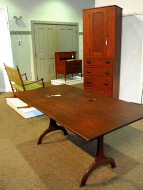 The first piece of Shaker furniture that Dr Jerry McCue was ever exposed to, and one that he was later able to purchase from pioneer dealer/collector Edna Greenwood for $350 in 1949, sold at the McCue Shaker Collection auction conducted by Willis Henry September 8 for $198,900, including premium.