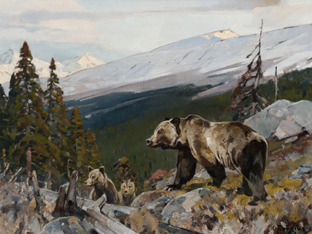 Carl Rungius, "Grizzly Bear and Cubs,†oil on canvas, 24 by 32 inches, brought $373,750. 