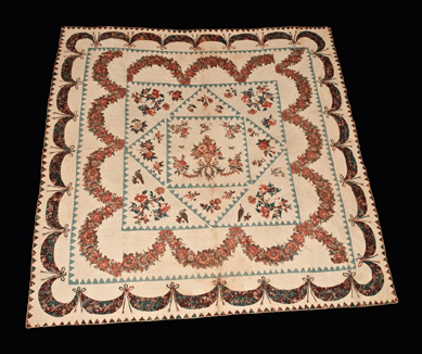 Found in a trunk on Charles Street in Baltimore, this broderie perse and cotton appliqued quilt brought $8,050.