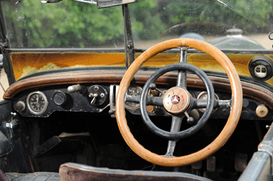 An interior shot of the "lost†1928 Mercedes-Benz 26/120/180 "S‭type sports tourer.