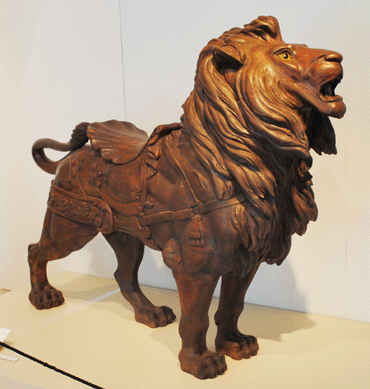 Carousel lion, circa 1910, G.A. Denzel Steam and Horse Power Carousel Co.