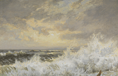In "Surf on the Coast of Dorset,†1879, Richards captured the dramatic surge of water off the English coast in unusually animated fashion.