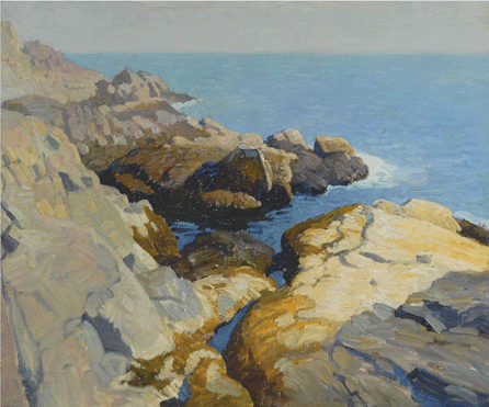 Newell Convers Wyeth (American, 1882‱945), "Seascape, Maine,†circa 1922-24, oil on canvas, 25 by 30 inches, signed N.C. Wyeth lower left, sold for $48,750.