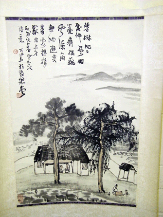 Twentieth Century Chinese scroll with watercolor genre scene by master painter Li Keran was top lot at $166,750.
