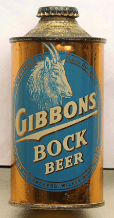 Top lot of the sale was this Gibbons Bock (Wilkes-Barre, Penn.) low-profile cone-top beer can, only known graded example, which brought $36,000.
