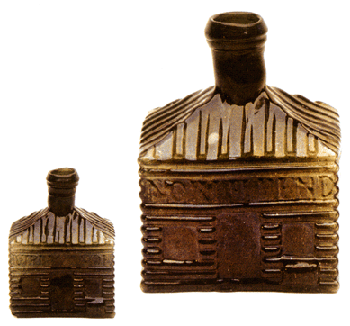 The North Bend/Tippecanoe cabin-form flask, GVII-1, realized $38,610.