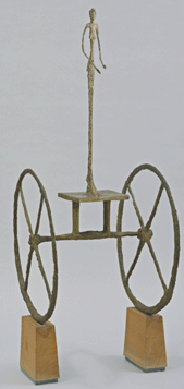Alberto Giacometti (Swiss, 1901‱966), "The Chariot,†1950, painted bronze on wood base, 57 by 26 by 26 1/8 inches, base 9¾ by 4½ by 9¼ inches. The Museum of Modern Art, New York City, purchase. ©2012 Artists Rights Society (ARS), New York City/ADAGP, Paris.