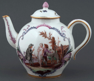 Among Boone's gifts to the Huntington was this teapot, Vincennes, France, circa 1750, soft-paste porcelain. Photo courtesy of the Huntington Library, Art Collections, and Botanical Gardens. 