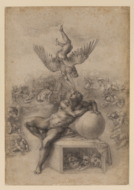 Michelangelo Buonarrotti (1475‱564), "The Dream (Il Sogno),†circa 1533, black chalk. ©The Courtauld Gallery, London