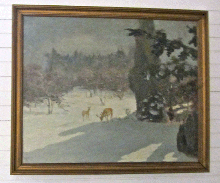 Large oil painting by Hugo Pedersen titled "Last Snow,†36 by 43½ inches.