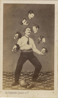 Unidentified French artist, published by Allain de Torbéchet et Cie. "Man Juggling His Own Head,†circa 1880; albumen silver print from glass negative. Collection of Christophe Goeury.