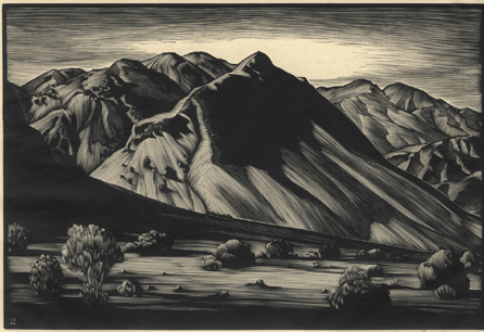 Paul Landacre, "Smoke Tree Ranch,†undated, wood engraving, 7 by 10 inches, private collection.