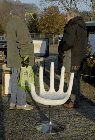 Dealer Tom Ladd was offering this funky hand chair.