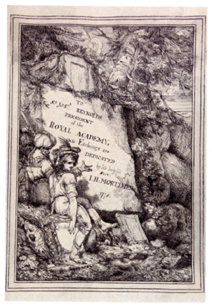 The bound volume of 58 Old Master drawings with title page with notation "To Sr, Jos. A Reynolds President of the Royal Academy, These etchings are Dedicated by his humble Servt I.H. Mortimer, 1778.†It shot past the $1,5/2,500 estimates to become the top lot of the auction, selling at $48,300.