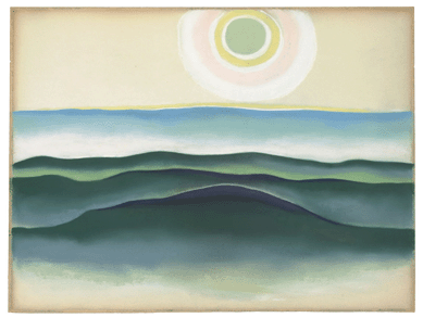 Georgia O'Keeffe (1887‱986), "Sun Water Maine,†1922, pastel on paper laid down on board, 19 by 25¼ inches, sold for  $2,210,500.