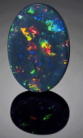 A classic black opal, "The Black Prince,† from Lightning Ridge, New South Wales, Australia, weighing approximately 60.46 carats, attained $134,500.