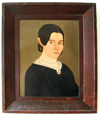 Prior painted a serious "Young Girl with Mourning Brooch†in 1844 in East Boston. Collection of Vera and Pepi Jelinek.