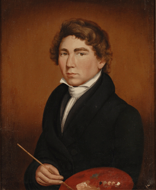 William Matthew Prior made the oil on canvas "The Artist as a Young Man: A Self-Portrait†in 1825 in Portland. It is signed and dated October 25. Fenimore Art Museum.