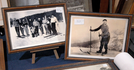 A couple of the vernacular photos of skiers exhibited by Dragonflies Antiques, Wolfeboro, N.H.