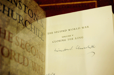 This signed first edition on Volume 5 of Winston Churchill's six-volume The Second World War, 1959, was one of the highlights exhibited by Wilfrid M. De Freitas Bookseller, Montreal, Quebec, Canada. In business since 1977, the dealer said his collection tends toward the British and Victorian categories and he always tries to bring a broad selection to the shows. 