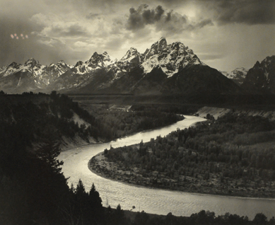 The Ansel Adams gelatin silver print "Grand Tetons and the Snake River, Grand Teton National Park, Wyoming, 1942†realized $54,625.