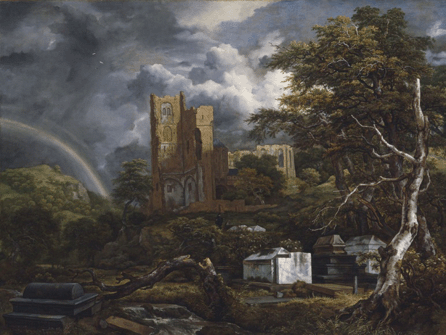 Jacob Isaacksz. van Ruisdael (Dutch, 1628‱682), "The Jewish Cemetery,†circa 1654‵5, oil on canvas, 56 by 74½ inches. Detroit Institute of Arts, gift of Julius H. Haass in memory of his brother Dr Ernest W. Haass.