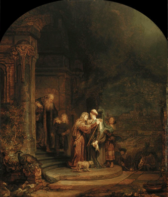 Rembrandt Harmensz.van Rijn (Dutch, 1606‱669), "The Visitation,†1640, oil on cedar panel, 22¼ by 18 7/8 inches. Detroit Institute of Arts, City of Detroit purchase.