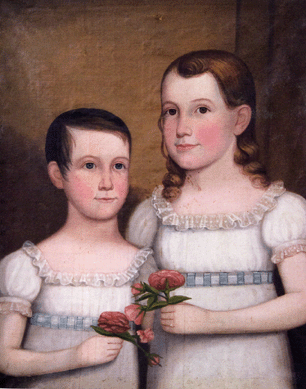 The cover lot of the sale, a double portrait of Wealthy Jones Winter and Sarah Mane Winter, Bath, Maine, circa 1827, an oil on canvas measuring 22 by 17 inches, sold for $74,400. The painting is attributed to John Brewster Jr (American, 1766‱854).