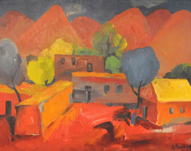 The Minas Avetisyan oil on canvas, "A Village in the Mountains,†finished at $24,400.